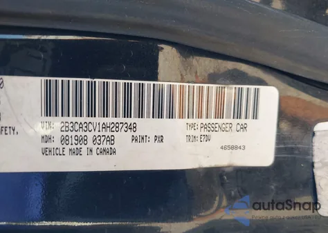 2010 Dodge Charger Sxt from USA, damaged, VIN 2B3CA3CV1AH287348